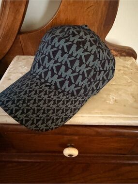 Michael Kors Black and Gray Monogram Baseball Cap